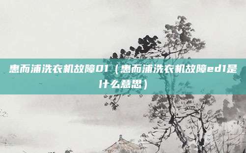 惠而浦洗衣机故障01(惠而浦洗衣机故障ed1是什么意思)