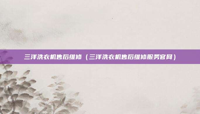 三洋洗衣机售后维修（三洋洗衣机售后维修服务官网）