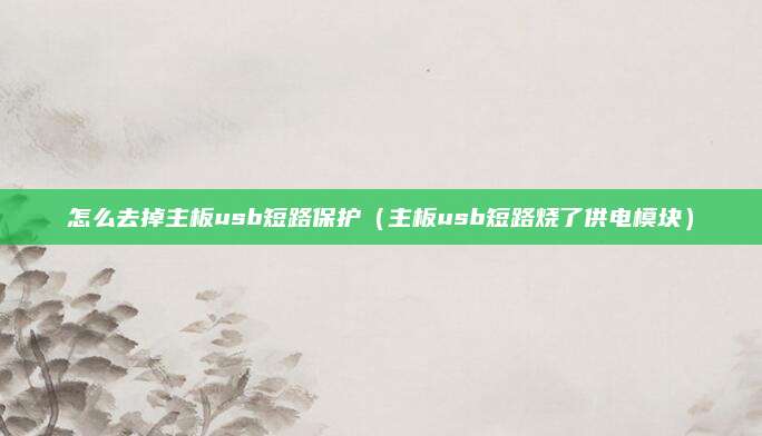怎么去掉主板usb短路保护（主板usb短路烧了供电模块）