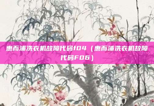 惠而浦洗衣机故障代码f04（惠而浦洗衣机故障代码F06）