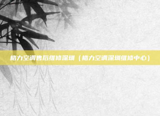 格力空调售后维修深圳（格力空调深圳维修中心）