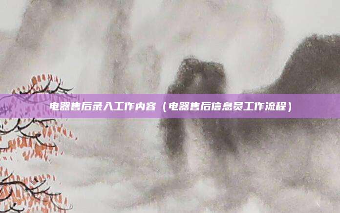 电器售后录入工作内容(电器售后信息员工作流程)