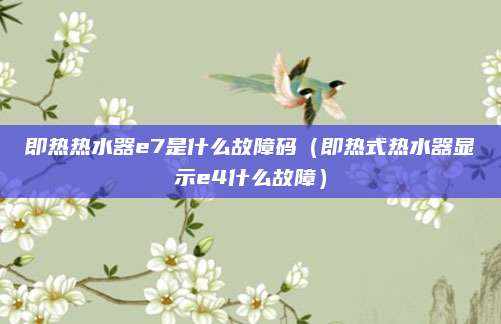 即热热水器e7是什么故障码(即热式热水器显示e4什么故障)