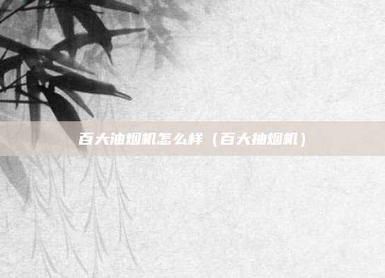 百大油烟机怎么样（百大抽烟机）