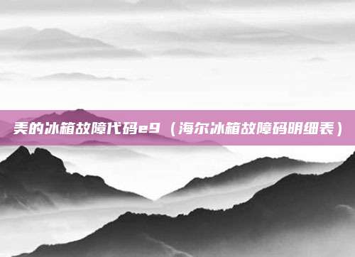 美的冰箱故障代码e9(海尔冰箱故障码明细表)