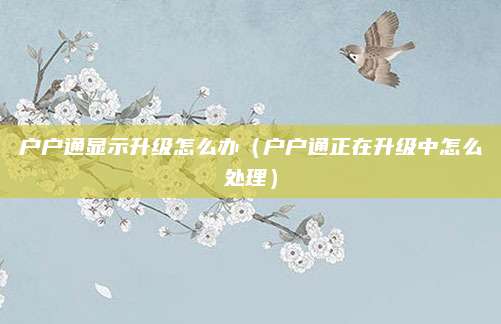 户户通显示升级怎么办（户户通正在升级中怎么处理）