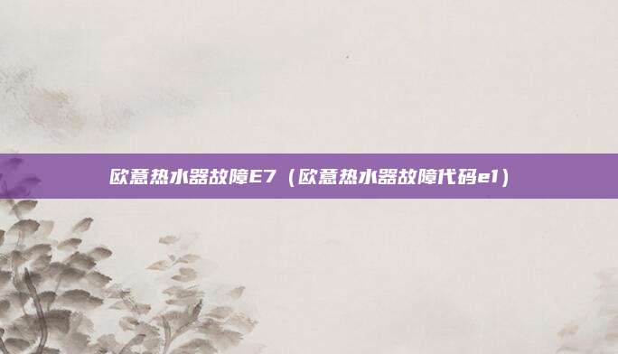 欧意热水器故障E7（欧意热水器故障代码e1）