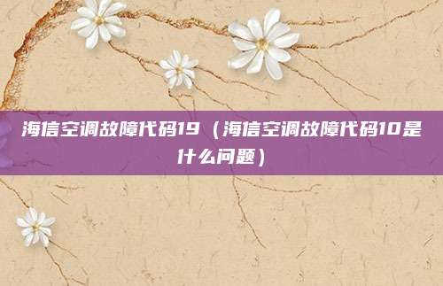 海信空调故障代码19（海信空调故障代码10是什么问题）