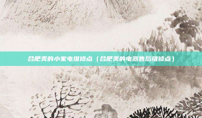 合肥美的小家电维修点(合肥美的电器售后维修点)