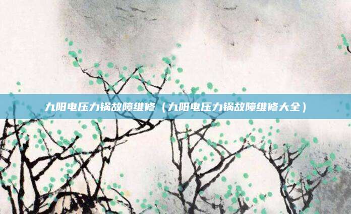 九阳电压力锅故障维修(九阳电压力锅故障维修大全)