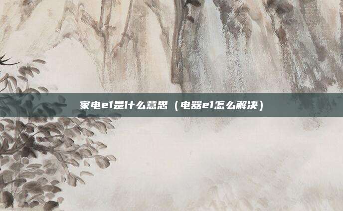家电e1是什么意思(电器e1怎么解决)