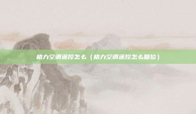格力空调遥控怎么(格力空调遥控怎么复位)