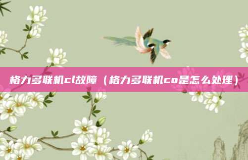 格力多联机cl故障（格力多联机co是怎么处理）