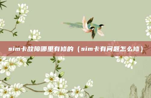 sim卡故障哪里有修的(sim卡有问题怎么修)