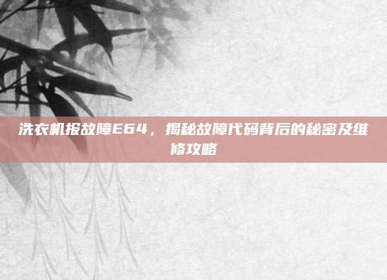 洗衣机报故障E64,揭秘故障代码背后的秘密及维修攻略