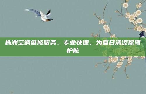 株洲空调维修服务,专业快速,为夏日清凉保驾护航
