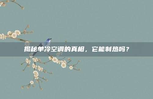 揭秘单冷空调的真相,它能制热吗?