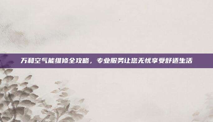 万和空气能维修全攻略,专业服务让您无忧享受舒适生活