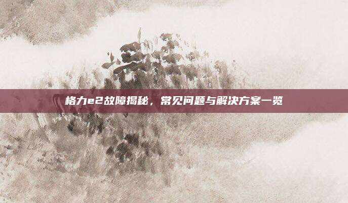 格力e2故障揭秘，常见问题与解决方案一览