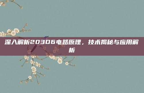 深入解析203D6电路原理,技术揭秘与应用解析