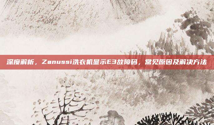 深度解析,Zanussi洗衣机显示E3故障码,常见原因及解决方法