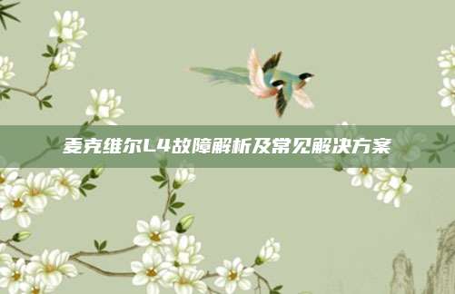 麦克维尔L4故障解析及常见解决方案