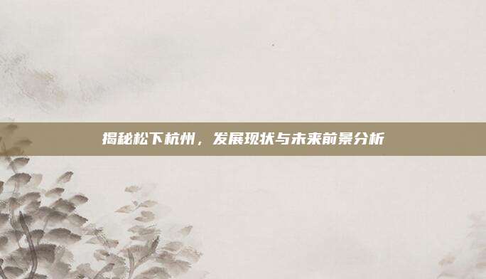 揭秘松下杭州，发展现状与未来前景分析