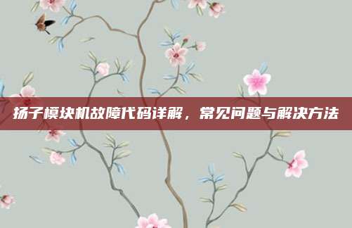 扬子模块机故障代码详解，常见问题与解决方法