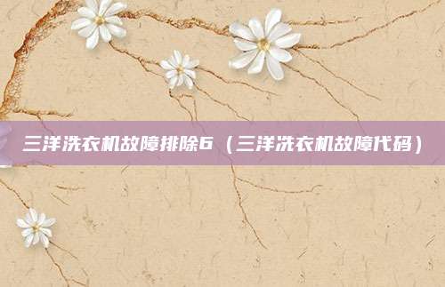 三洋洗衣机故障排除6(三洋冼衣机故障代码)
