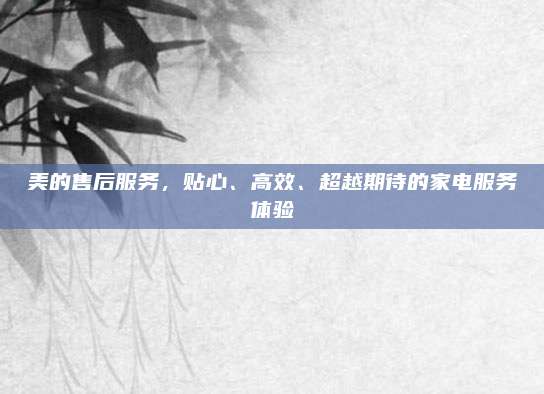 美的售后服务，贴心、高效、超越期待的家电服务体验