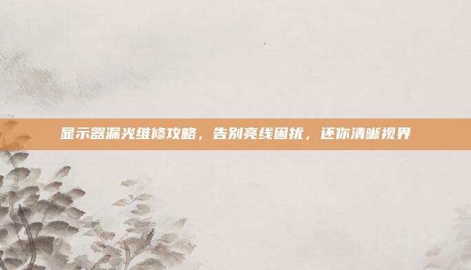 显示器漏光维修攻略，告别亮线困扰，还你清晰视界