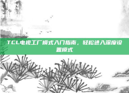 TCL电视工厂模式入门指南，轻松进入深度设置模式