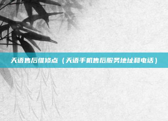 天语售后维修点(天语手机售后服务地址和电话)