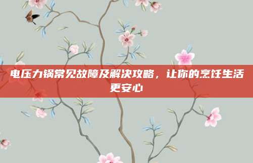 电压力锅常见故障及解决攻略，让你的烹饪生活更安心