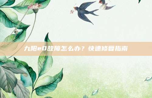 九阳e0故障怎么办？快速修复指南