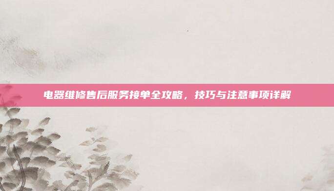 电器维修售后服务接单全攻略，技巧与注意事项详解
