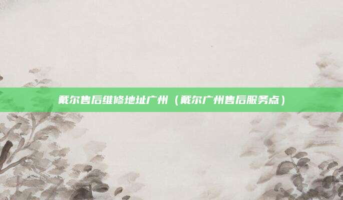 戴尔售后维修地址广州（戴尔广州售后服务点）