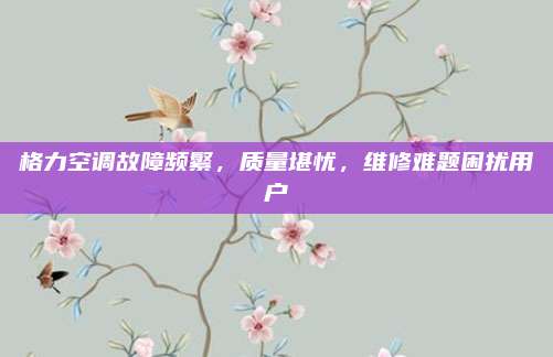 格力空调故障频繁,质量堪忧,维修难题困扰用户