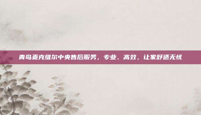 青岛麦克维尔中央售后服务,专业、高效,让家舒适无忧