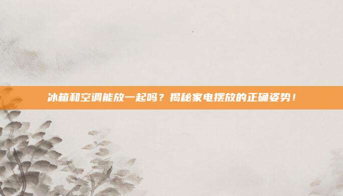 冰箱和空调能放一起吗？揭秘家电摆放的正确姿势！