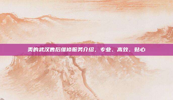 美的武汉售后维修服务介绍,专业、高效、贴心