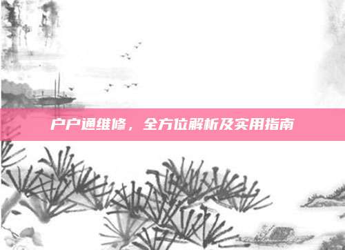 户户通维修，全方位解析及实用指南