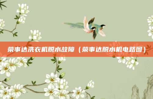 荣事达洗衣机脱水故障（荣事达脱水机电路图）