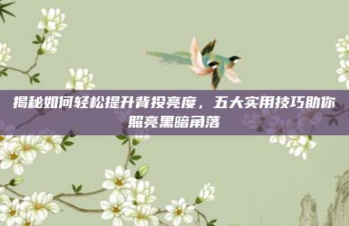 揭秘如何轻松提升背投亮度，五大实用技巧助你照亮黑暗角落
