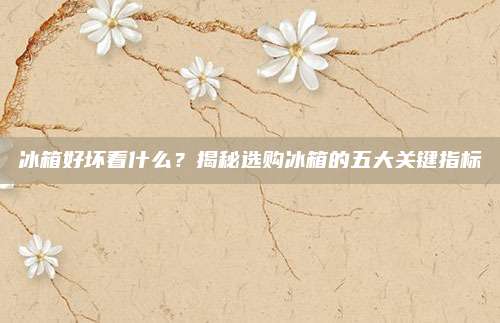 冰箱好坏看什么？揭秘选购冰箱的五大关键指标