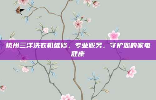 杭州三洋洗衣机维修，专业服务，守护您的家电健康