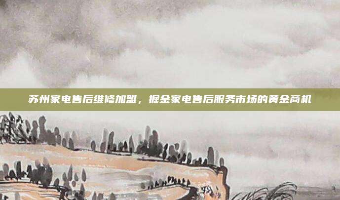 苏州家电售后维修加盟,掘金家电售后服务市场的黄金商机