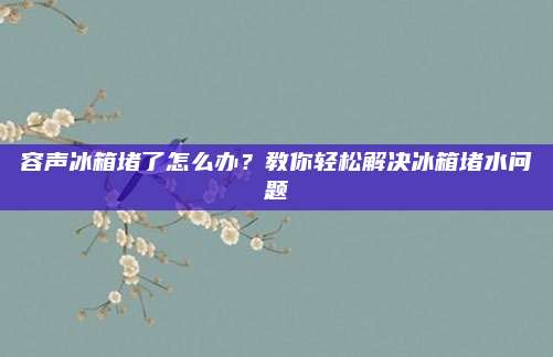 容声冰箱堵了怎么办？教你轻松解决冰箱堵水问题