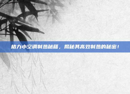 格力小空调制热秘籍，揭秘其高效制热的秘密！