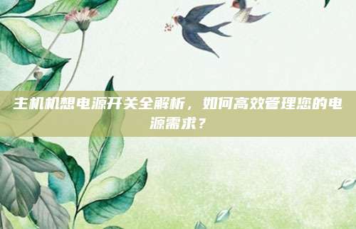 主机机想电源开关全解析，如何高效管理您的电源需求？